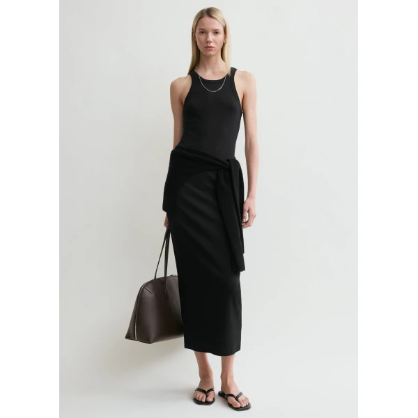 Totême Curved Rib Tank Dress Black - Dresses - Scandinavian Minimalist Luxury at Luxury Shoes 
