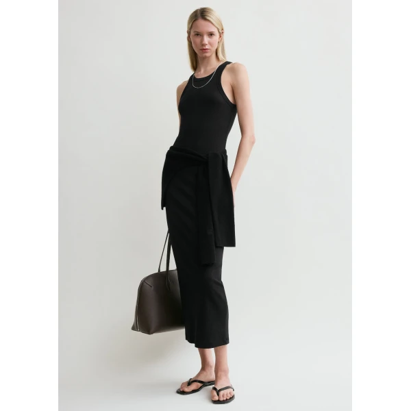 Totême Curved Rib Tank Dress Black - Dresses - Scandinavian Minimalist Luxury at Luxury Shoes 