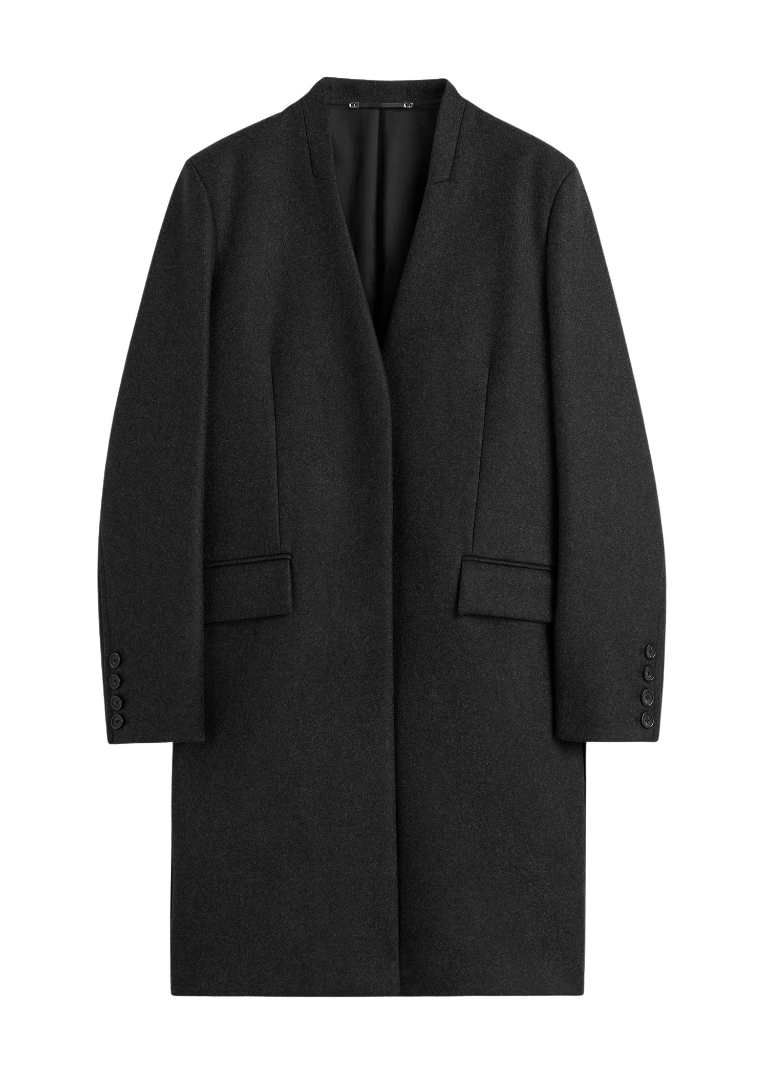 Toteme Deep Pleat Coat Charcoal Melange