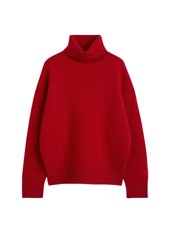 Totême Double-Knit Turtleneck Poppy - Knitwear - Scandinavian Minimalist Luxury at Luxury Shoes 