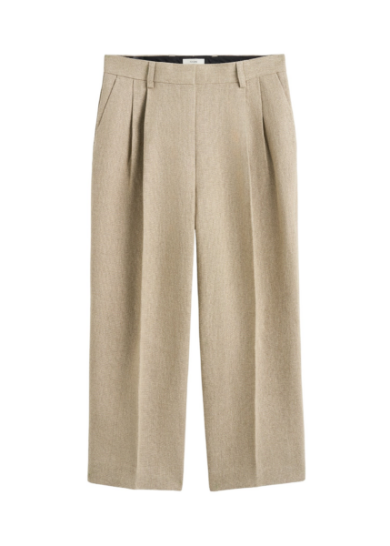 Totême Double-Pleat Cropped Linen Trousers Beige - Pants - Scandinavian Minimalist Luxury at Luxury Shoes 