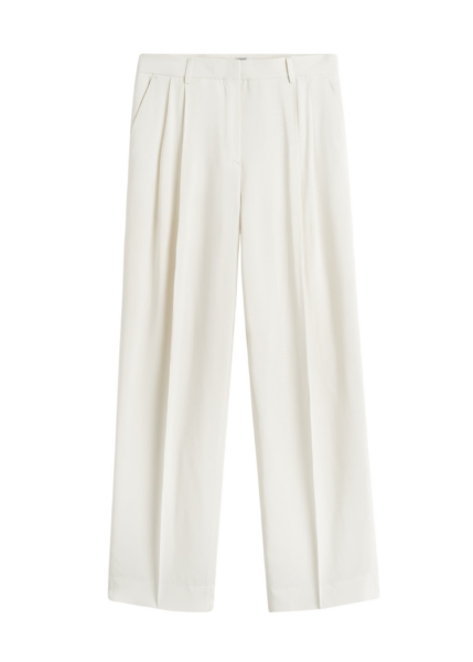 Totême Double-Pleat Fluid Trousers Ecru - Pants - Scandinavian Minimalist Luxury at Luxury Shoes 