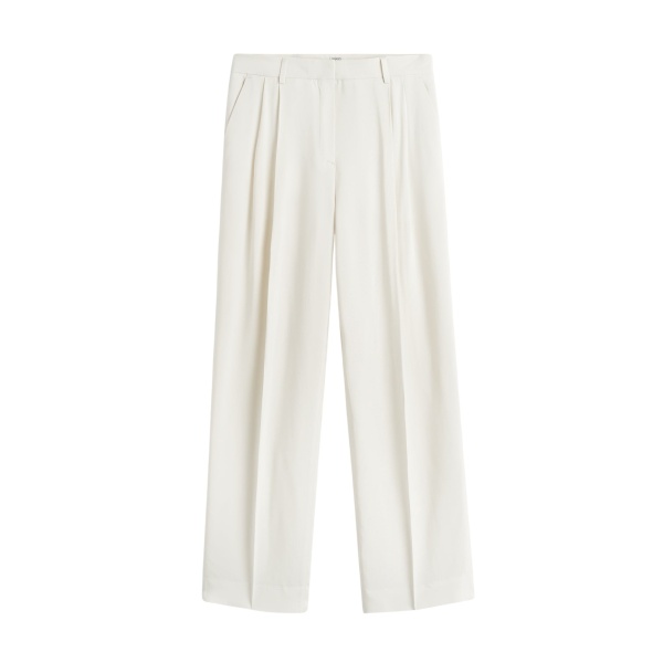 Totême Double-Pleat Fluid Trousers Ecru - Pants - Scandinavian Minimalist Luxury at Luxury Shoes 