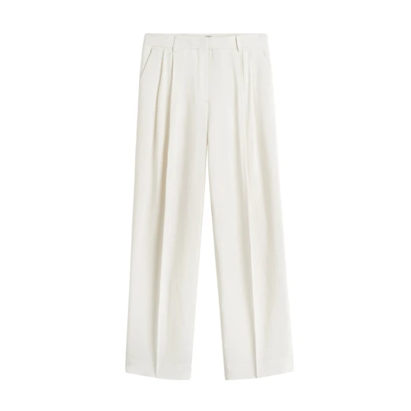 Totême Double-Pleat Fluid Trousers Ecru - Pants - Scandinavian Minimalist Luxury at Luxury Shoes 