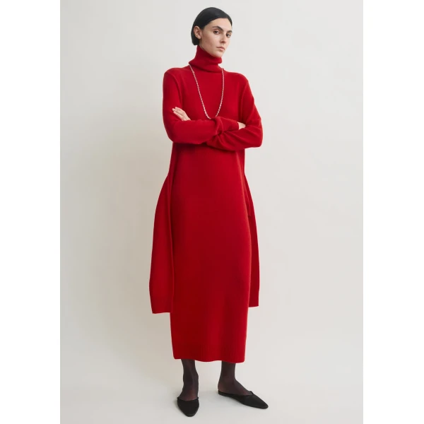 Totême Double-Sleeve Turtleneck Dress Poppy - Dresses - Scandinavian Minimalist Luxury at Luxury Shoes 