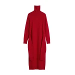 Totême Double-Sleeve Turtleneck Dress Poppy - Dresses - Scandinavian Minimalist Luxury at Luxury Shoes 