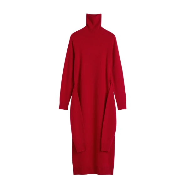 Totême Double-Sleeve Turtleneck Dress Poppy - Dresses - Scandinavian Minimalist Luxury at Luxury Shoes 