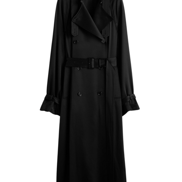 Toteme Draped Satin Trench Black Coat