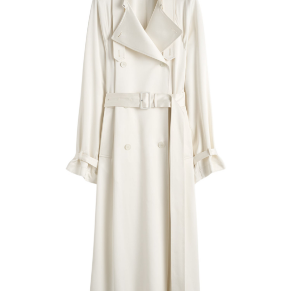 Toteme Draped Satin Trench Off-White Coat