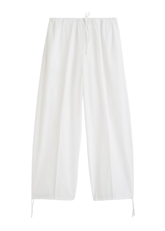 Totême Drawstring Cotton Trousers White - Pants - Scandinavian Minimalist Luxury at Luxury Shoes 