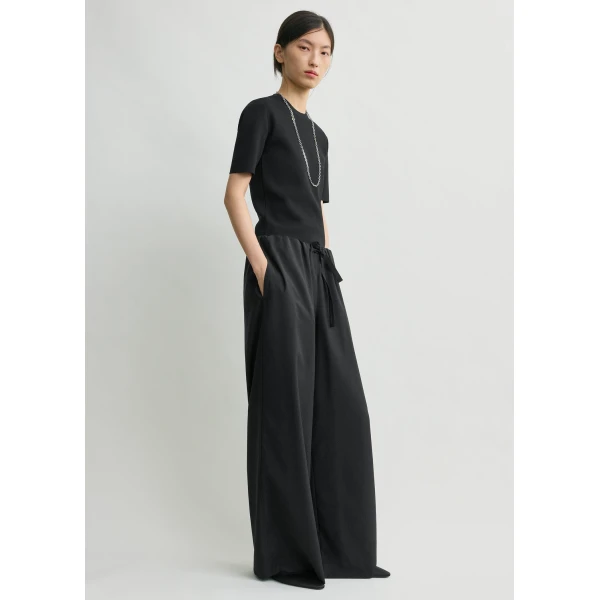 Totême Drawstring Dinner Trousers Black - Pants - Scandinavian Minimalist Luxury at Luxury Shoes 