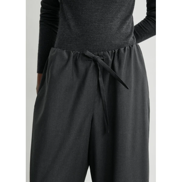 Totême Drawstring Dinner Trousers Charcoal Melange - Pants - Scandinavian Minimalist Luxury at Luxury Shoes 
