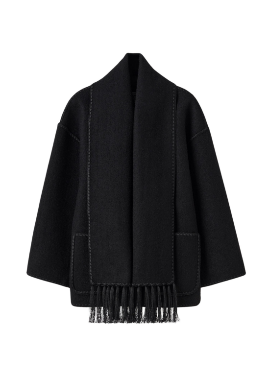 Totême Embroidered Scarf Jacket Black - Jackets - Scandinavian Minimalist Luxury at Luxury Shoes 