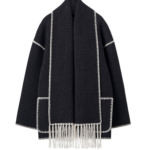 Totême Embroidered Scarf Jacket Dark Grey Mélange - Jackets - Scandinavian Minimalist Luxury at Luxury Shoes 
