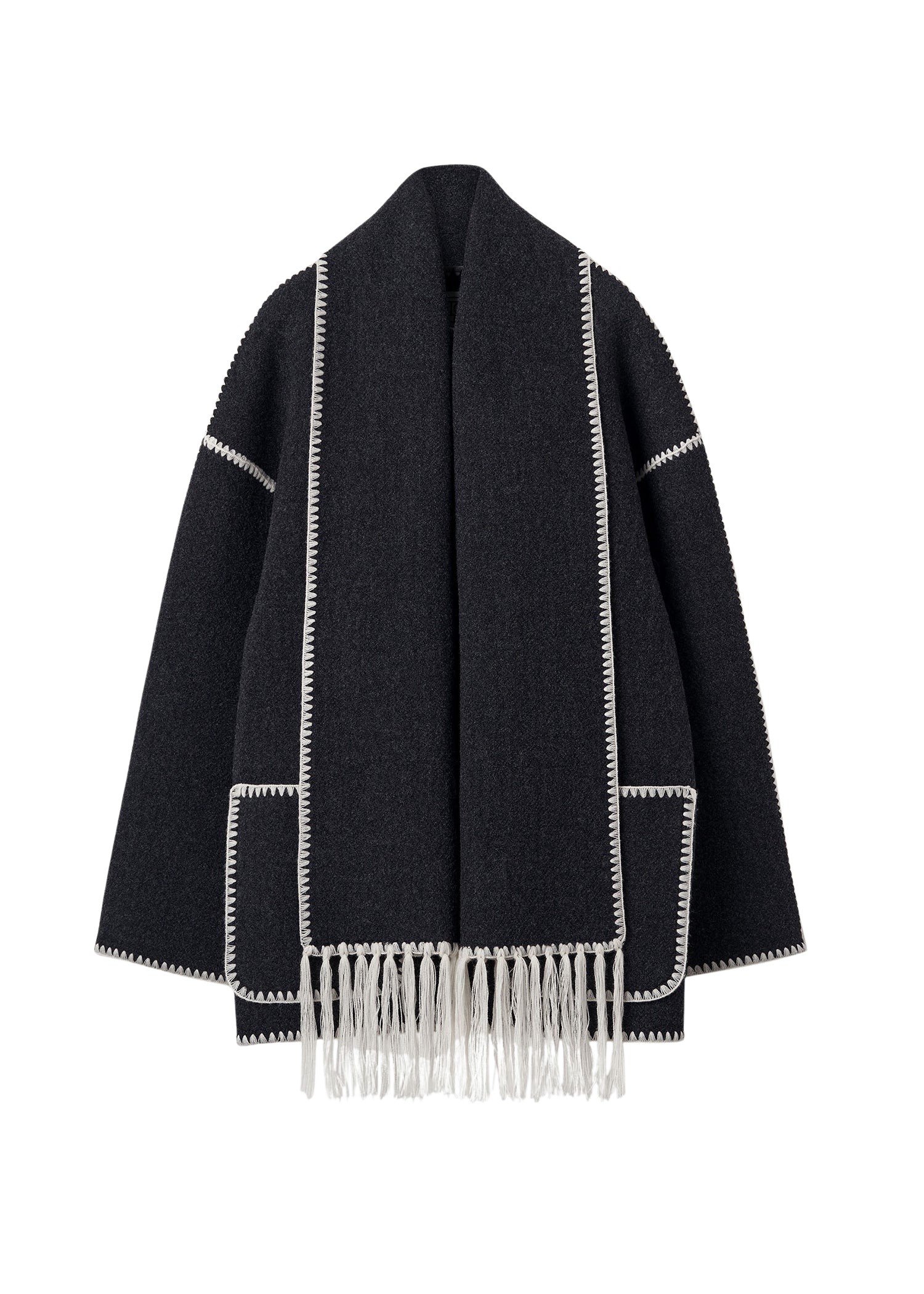 Toteme-Embroidered-Scarf-Jacket-Dark-Grey-Melange98904_nobg Totême Embroidered Scarf Jacket Dark Grey Mélange - Jackets - Scandinavian Minimalist Luxury at Luxury Shoes
