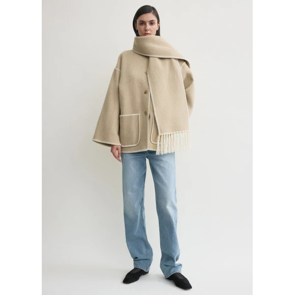 Totême Embroidered Scarf Jacket Harvest - Jackets - Scandinavian Minimalist Luxury at Luxury Shoes 
