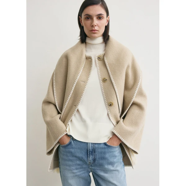 Totême Embroidered Scarf Jacket Harvest - Jackets - Scandinavian Minimalist Luxury at Luxury Shoes 