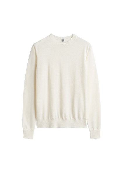 Totême Fine Crew Knit Ecru - Knitwear - Scandinavian Minimalist Luxury at Luxury Shoes 