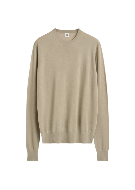 Totême Fine Crew Knit Fawn - Knitwear - Scandinavian Minimalist Luxury at Luxury Shoes 