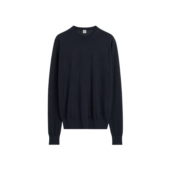 Totême Fine Crew Knit Midnight - Knitwear - Scandinavian Minimalist Luxury at Luxury Shoes 