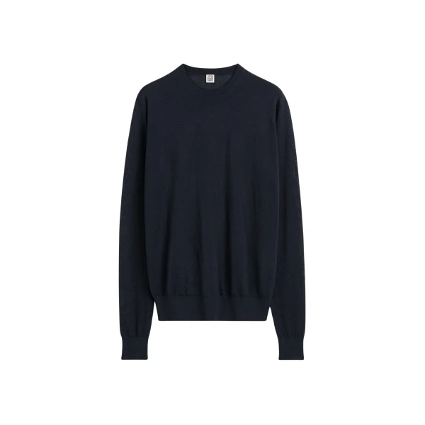 Totême Fine Crew Knit Midnight - Knitwear - Scandinavian Minimalist Luxury at Luxury Shoes 