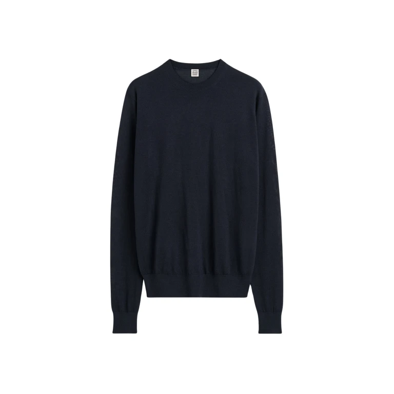 Totême Fine Crew Knit Midnight - Knitwear - Scandinavian Minimalist Luxury at Luxury Shoes 