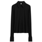 Toteme-Fitted-Jersey-Shirt-Black64827_nobg Totême Fitted Jersey Shirt Black - Tops - Scandinavian Minimalist Luxury at Luxury Shoes