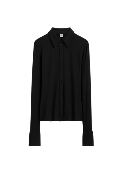 Totême Fitted Jersey Shirt Black - Tops - Scandinavian Minimalist Luxury at Luxury Shoes 