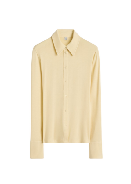 Totême Fitted Jersey Shirt Buttercup - Tops - Scandinavian Minimalist Luxury at Luxury Shoes 