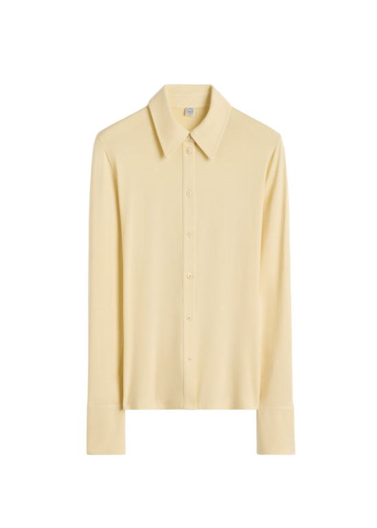 Totême Fitted Jersey Shirt Buttercup - Tops - Scandinavian Minimalist Luxury at Luxury Shoes 