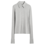 Totême Fitted Jersey Shirt Pale Grey Mélange - Tops - Scandinavian Minimalist Luxury at Luxury Shoes 