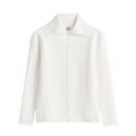 Totême Fitted Polo Cardigan Off-White - Knitwear - Scandinavian Minimalist Luxury at Luxury Shoes 