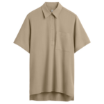 Totême Fluid Polo Shirt Overcast Beige - Tops - Scandinavian Minimalist Luxury at Luxury Shoes 