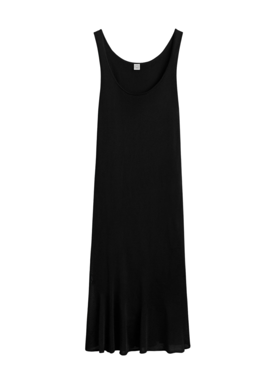 Totême Fluted Hem Dress Black - Dresses - Scandinavian Minimalist Luxury at Luxury Shoes 