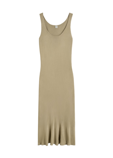 Totême Fluted Hem Dress Desert - Dresses - Scandinavian Minimalist Luxury at Luxury Shoes 