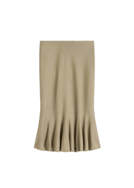 Totême Fluted Knit Skirt Desert - Skirts - Scandinavian Minimalist Luxury at Luxury Shoes 