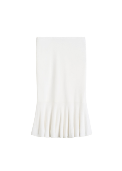 Totême Fluted Knit Skirt Optic White - Skirts - Scandinavian Minimalist Luxury at Luxury Shoes 