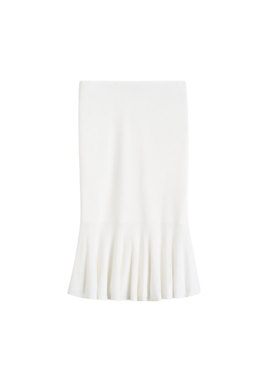 Totême Fluted Knit Skirt Optic White - Skirts - Scandinavian Minimalist Luxury at Luxury Shoes 