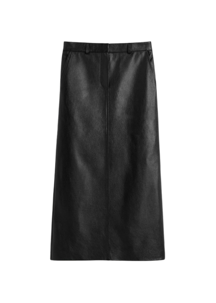 Totême Grained-Leather Straight Skirt Black - Skirts - Scandinavian Minimalist Luxury at Luxury Shoes 