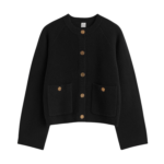 Toteme-Hammered-Button-Cardigan-Black85375_nobg Totême Hammered Button Cardigan Black - Knitwear - Scandinavian Minimalist Luxury at Luxury Shoes