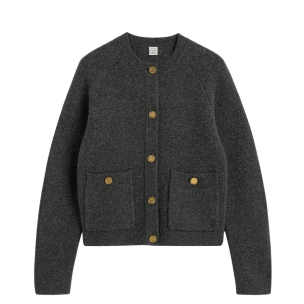 Toteme Hammered Button Cardigan Charcoal
