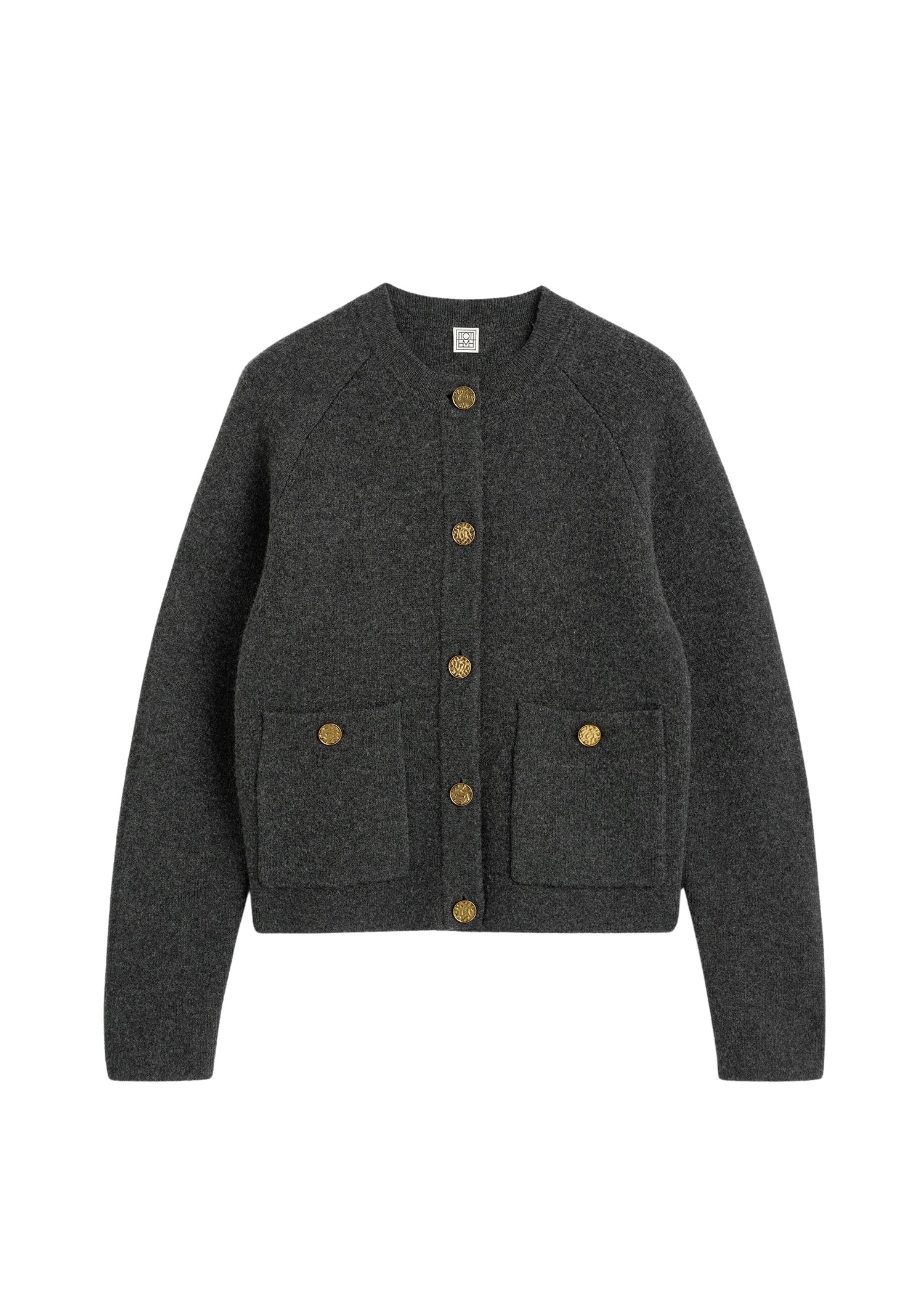 Toteme-Hammered-Button-Cardigan-Charcoal43663_nobg Totême Hammered Button Cardigan Charcoal - Knitwear - Scandinavian Minimalist Luxury at Luxury Shoes