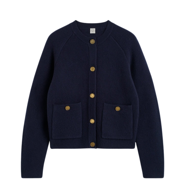 Toteme Hammered Button Cardigan Navy
