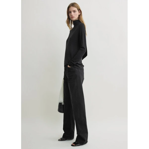 Totême High-Neck Jersey Top Black - Tops - Scandinavian Minimalist Luxury at Luxury Shoes 