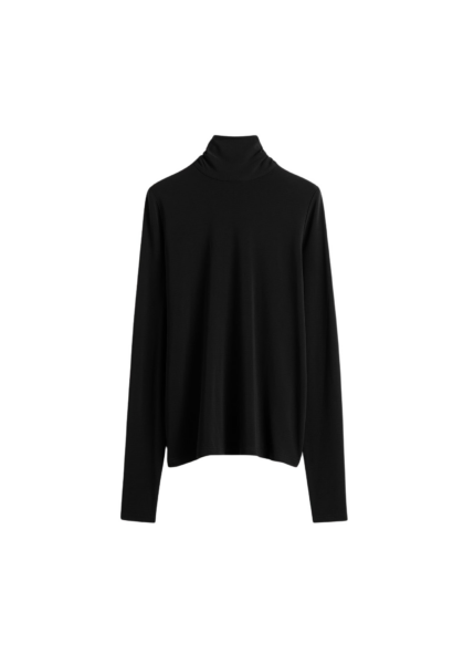 Totême High-Neck Jersey Top Black - Tops - Scandinavian Minimalist Luxury at Luxury Shoes 