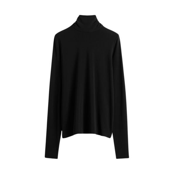 Totême High-Neck Jersey Top Black - Tops - Scandinavian Minimalist Luxury at Luxury Shoes 