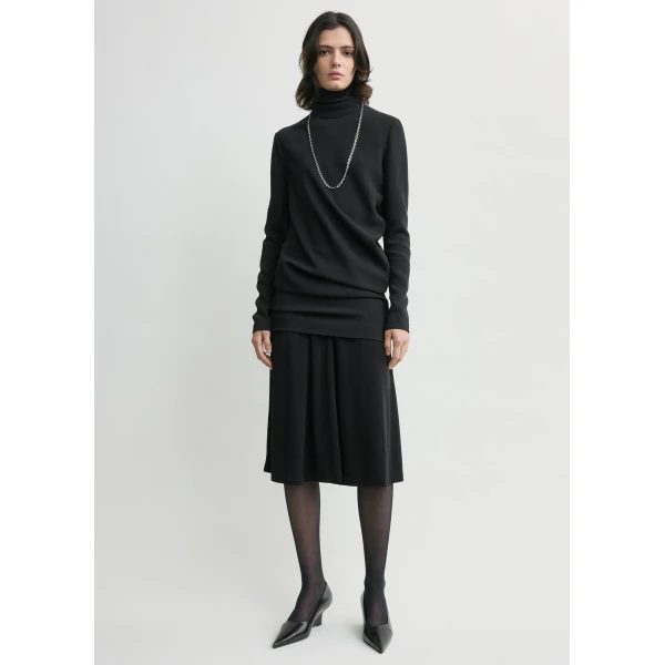 Totême High-Neck Twist Blouse Black - Tops - Scandinavian Minimalist Luxury at Luxury Shoes 