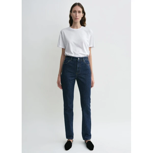 Totême High Slim Denim Indigo - Pants - Scandinavian Minimalist Luxury at Luxury Shoes 