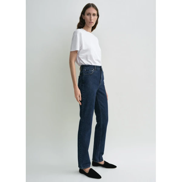 Totême High Slim Denim Indigo - Pants - Scandinavian Minimalist Luxury at Luxury Shoes 