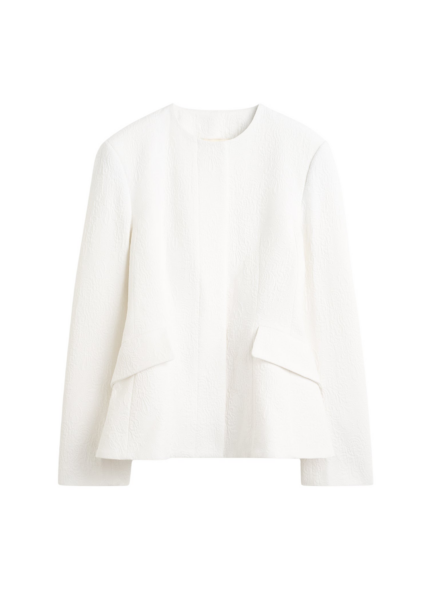 Totême Jacquard Cotton Jacket Optic White - Jackets - Scandinavian Minimalist Luxury at Luxury Shoes 